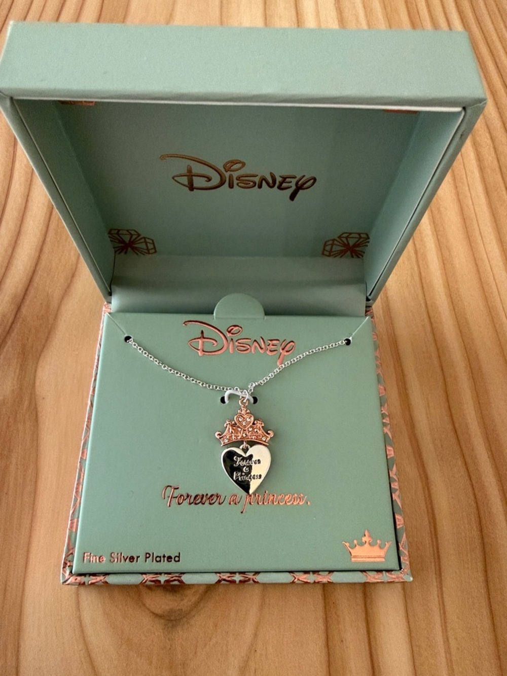 Disney Two-Tone Princess Heart Necklace - Rose Gold & Silver